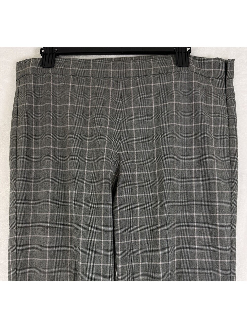 DKNY Dress Pants Womens 12 Gray Plaid High Rise Side Zip